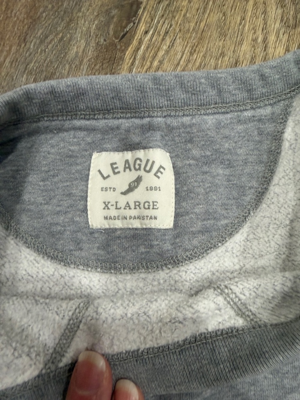 League Gray Crewneck Sweatshirt with Maroon Virginia Tech Lettering - Picture 2 of 4